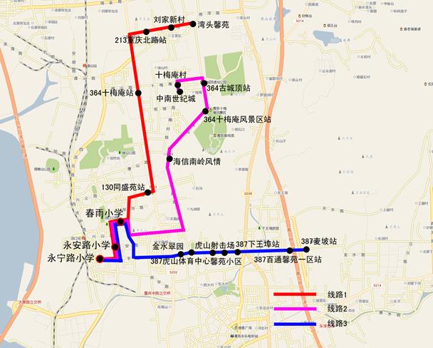 [山东]青岛李沧区小学线路图（永宁路小学、永安路小学、春雨小学）