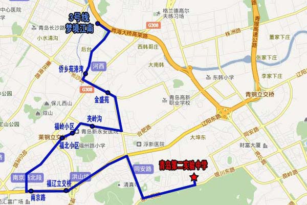 [山东]青岛第二实验中学校车线路（图）