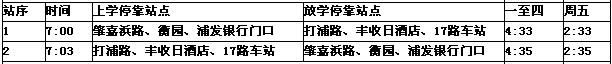 [上海]上海市徐汇区爱菊小学2012学年校车线路表